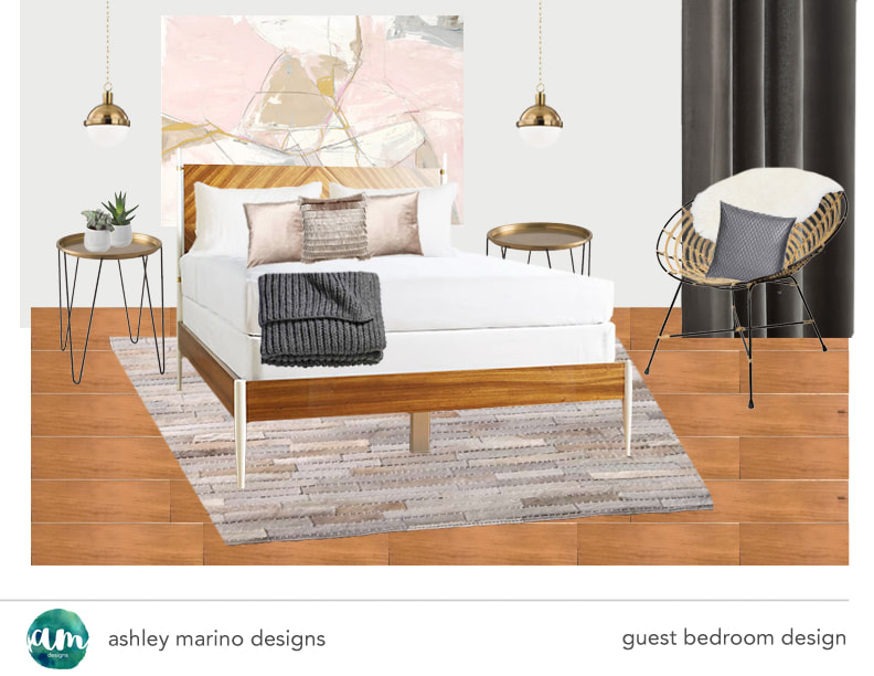 Guest bedroom design by interior decorator Ashley Rose Marino of Ashley Marino Designs in Dallas Fort Worth, Texas.
